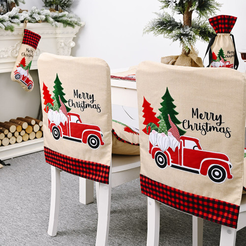 Christmas Chair Covers Merry Christmas Slogan Forest Gnome Car Dining Chair Decoration for Xmas Holiday