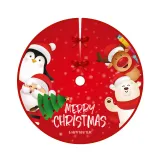 Christmas Red Plaids Tree Skirt Snowflake Santa Claus Trim for Christmas Decorations