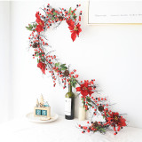 Christmas Thanksgiving Day Red Berry Artificial Rattan for Front Door Indoor Home Décor