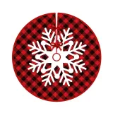 Christmas Red Plaids Tree Skirt Snowflake Santa Claus Trim for Christmas Decorations