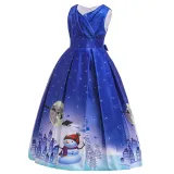 Girls Christmas Sleeveless Snowman Pattern Party Swing Dress