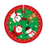 Christmas Tree Skirt White Snowflake Santa Claus Plaids Trim for Christmas Decorations