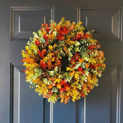 Christmas & Thanksgiving Fall Eucalyptus Farm House Wreath for Front Door Indoor Home Decor