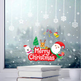 Christmas Window Wall Stickers Santa Claus Bear Hanging Snowflake Christmas Decoration