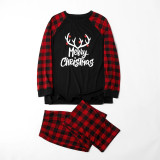 Plus Size Christmas Family Matching Sleepwear Pajamas Merry Christmas White Antlers Black Sets With Dog Cloth