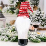 Christmas Knitted Hat Faceless Doll Wine Lid Wine Bottle Decoration