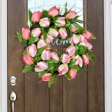 Thanksgiving Tulip Flowers Hang Door Wreath for Front Door Indoor Home Decor