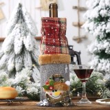 Christmas Wine Bottle Set Tartan Linen Wine Bottle Bag