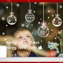 Christmas Window Wall Stickers Snowflake Deer Hanging Ball Christmas Decoration