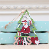 3PCS Christmas Wooden Hollow Out Ornaments Santa Claus Snowman Reindeer Xmas Hanging Decoration