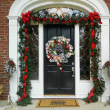 Christmas & Thanksgiving Bow and Plate Outdoor Flower Wreath for Front Door Christmas Holiday Indoor Home Decor
