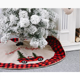 Christmas Tree Skirt 48in Car Pattern with Red and Black Plaid Border Trim for Holiday Decorations
