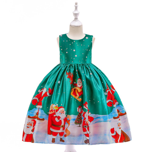 Toddler Girls Christmas Santa Claus Sleeveless Party Dress