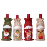 Christmas Wine Bag Burlap Doll Red Wine Bottle Set