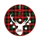 Christmas Tree Skirt White Snowflake Santa Claus Plaids Trim for Christmas Decorations