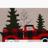 Christmas Tree Skirt 48in Car Pattern with Red and Black Plaid Border Trim for Holiday Decorations