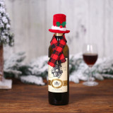 Christmas Mini Scarf Hat Two Piece Set for Christmas Silverware Holders Candy Covers Wine Bottle Decorations