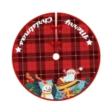 Christmas Red Plaids Tree Skirt Snowflake Santa Claus Trim for Christmas Decorations