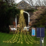 Christmas Decoration Waterfall String Lights Solar Powered Star Hanging Twinkle Fairy Lights