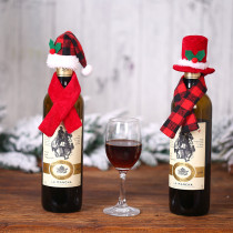 Christmas Mini Scarf Hat Two Piece Set for Christmas Silverware Holders Candy Covers Wine Bottle Decorations