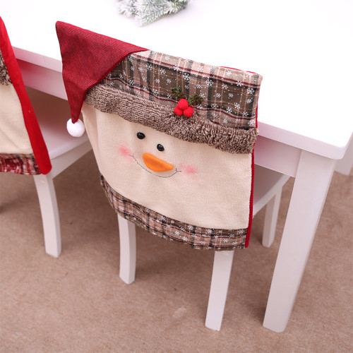 Christmas Chair Covers Santa Claus Snowman Dining Chair Decoration for Xmas Holiday