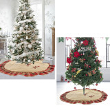 Christmas Tree Skirt 48in Bowknot Red and Black Plaid Border Trim for Christmas Decorations