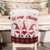 Christmas Chair Covers Slogan Gnome Snowflake Dining Chair Decoration for Xmas Holiday
