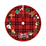 Christmas Red Plaids Tree Skirt Snowflake Santa Claus Trim for Christmas Decorations