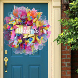 Thanksgiving Colorful Rainbow Garland Hang On Door Welcome Wreath