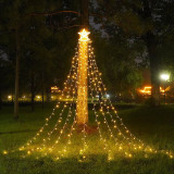 Christmas Decoration Waterfall String Lights Solar Powered Star Hanging Twinkle Fairy Lights