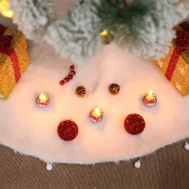 Christmas Tree Skirt 48in White Faux Fur Plush Trim for Holiday Decorations