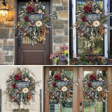 Christmas & Thanksgiving Simulation Flower Garland Wreath for Front Door Christmas Holiday Indoor Home Decor