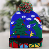 Christmas Hat Flanged Ball Knit Cap Santa Snowman Reindeer LED Light Cap Creative for Xmas