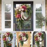 Christmas & Thanksgiving Hang On the Door Pink Garland Wreath for Front Door Indoor Home Decor