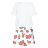 Women Fruits Prints Short Sleeve Shorts Home Casual Lounge Sets