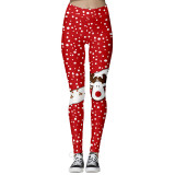 Women Christmas Leggings Deer Snowflake Prints Yoga Pants