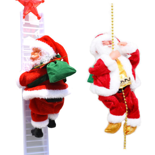 Rope Climbing Santa Claus Music Electric Doll Decoration