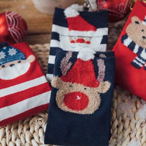 Women 4 Pairs Of Christmas Socks Cute Winter Warm Girls Socks Christmas Gifts