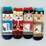 Women 4 Pairs Of Christmas Socks Winter Warm Girl Santa Socks