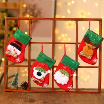 Christmas Green Sequins Santa Deer Bear Snowman Socks Gifts Bags
