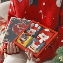 Women 4 Pairs Of Christmas Socks Winter Warm Girls Socks Christmas Gifts