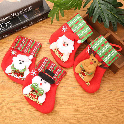 Christmas Santa Deer Bear Snowman Stripes Stocks Gifts Bag Decoration