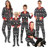 Christmas Family Matching Sleepwear Prints Deer Snow Black Jumpsuit Onesies Pajamas