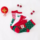 5 Pairs Of Children's Christmas Winter Autumn Cotton Soft Cute Socks