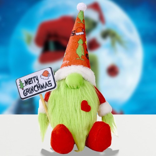 Christmas Grinch Sitting Doll Christmas Green Hairy Monster Doll