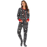 Christmas Family Matching Sleepwear Prints Deer Snow Black Jumpsuit Onesies Pajamas