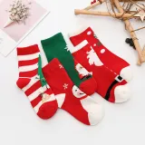 5 Pairs Of Children's Christmas Winter Autumn Cotton Soft Cute Socks