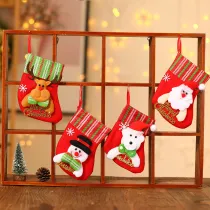 Christmas Santa Deer Bear Snowman Stripes Stocks Gifts Bag Decoration