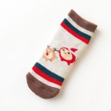 5 Pairs of Kids Christmas Socks Autumn Winter Fashion Cartoon Pattern Snowman Socks