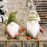 Christmas Knitted Non-Woven Fabric Standing Faceless Doll Green Santa Ornaments